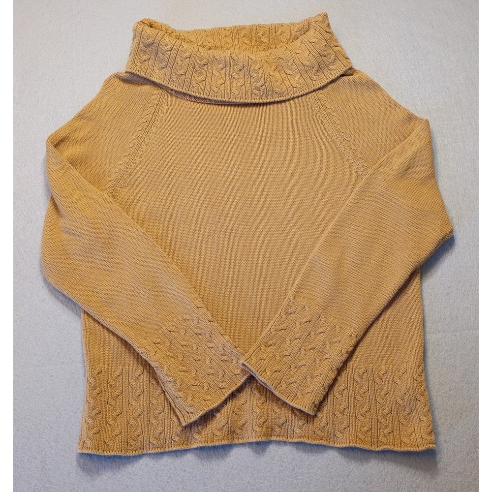 Cowl Neck Cable Knit Sweater Norton Studio Mustard Size‎ L